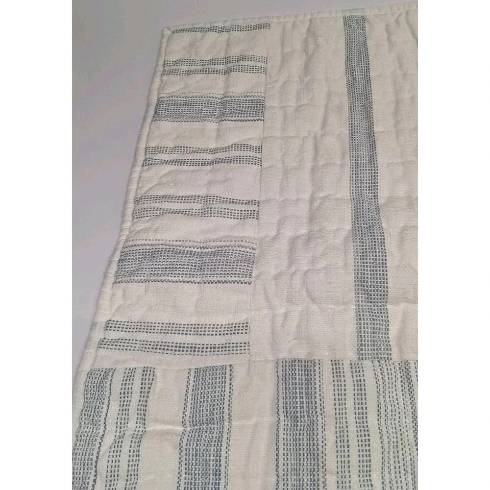 Pottery Barn Hawthorn Patchwork Quilted Chambray Pillow Sham 26x26 **ONLY 1